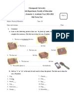 Mid Term Test, PP, Year1 (First Semester, 2020)