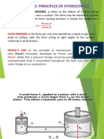 Chapter 2: Principles of Hydrostatics: UNIT PRESSURE OR PRESSURE, P Refers To The Effects of A Force Acting