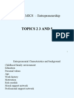 Dynamics of Entrepreneurship-Topics 1+2