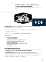 Lathe Machine: Definition, Introduction, Parts, Types, Operations, and Specifications (With PDF