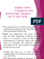 Implementation of The Homeroom Guidance (HG) During Crisis Situation For SY 2021-2022