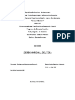 I8nforme de Penal. Delitos Clasificacion, Contra Personas.