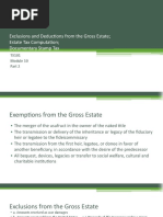 Exclusions and Deductions From The Gross Estate