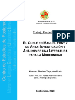 El Cuplé en Manuel Font y de Anta: Investigación y Análisis de Una Literatura para La Modernidad