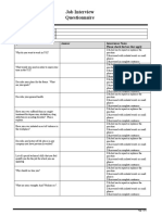 Job Interview Questionnaire: Applicant's Name Phone Number: Date Answer Interviewer Notes Please Check The Box That Apply