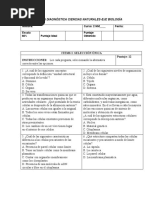 EVALUACIÓN DIAGNÓSTICA Ciencias 2 MEDIO