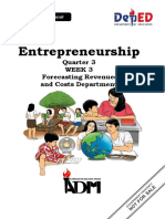 Entrepreneurship: Quarter 3 Week 3 Forecasting Revenues and Costs Department