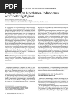 Oxigenoterapia Hiperbárica. Indicaciones Otorrinolaringológicas