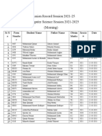 Admission Record Session 2021-25 BS Computer Science Session 2021-2025 (Morning)