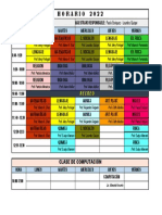 Horario 2022: Año de Escolaridad: Tercero B