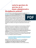 Es Necesaria La Apertura de Acciones Previas en El Procedimiento Administrativo Disciplinario Policial