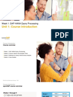 Unit 1: Course Introduction: Week 1: SAP HANA Query Processing