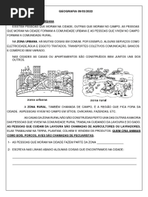 Atividade de Geografia 3º Ano