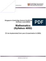 Mathematics (Syllabus 4052) : Singapore-Cambridge General Certificate of Education Ordinary Level (2023)