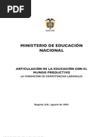 Articulacion de La Educacion Con El Mundo Productivo