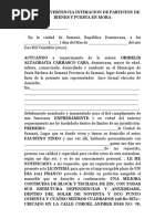 Acto de Advertencia Intimacion de Particion de Bienes y Puesta en Mora