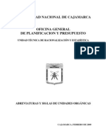 Abreviaturas y Siglas de Unidades Orgánicas UNC