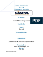 Tarea 1 de Formulación de Proyecto Emprendedores