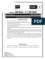 2022 Mock JEE Main-5 - Paper