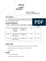 Resume Gorre Archana: Career Objective