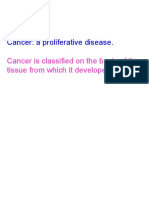 Cancer: A Proliferative Disease.: Cancer Is Classified On The Basis of The Tissue From Which It Developed