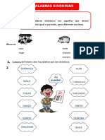 Palabras Sinónimas para Primer Grado de Primaria