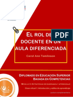 Lectura Complementaria. El Rol Docente en Un Aula Diferenciada