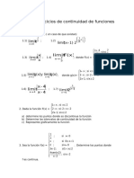 Ejercicios de Continuidad de Funciones