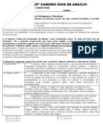 Avaliação 1º Bimestre para o 3º de 2022