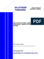 Malaysian Standard: Malaysia National Annex To Eurocode - Basis of Structural Design