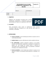 Procedimiento de Acciones Correctivas, Preventivas y de Mejora