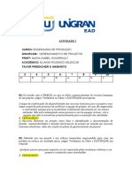 Atividade 02 GERENCIAMENTO DE PROJETOS UNIGRAN EAD