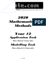 2020 Mathematical Methods Year 12: Application Task Modelling Task