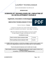 BAC STI2D 2022 - Innovation Technologique Et Éco-Conception Polynésie