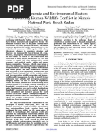 Socio-Economic and Environmental Factors Influencing Human-Wildlife Conflict in Nimule National Park - South Sudan