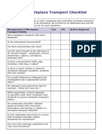 Workplace Transport Checklist: Management of Workplace Transport Safety Yes No Action Required