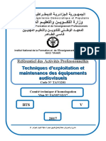 Techniques D'exploitation Et Maintenance Des Équipements Audiovisuels