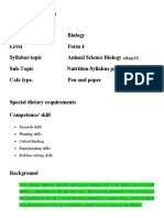 Learning Area Biology Level Form 4 Syllabus Topic Animal Science Biology Sub-Topic Nutrition Syllabus PG 13 Cala Type. Pen and Paper