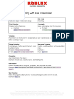 Coding With Lua Cheatsheet: Create New Scripts Run Code