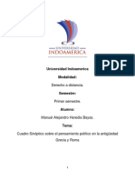 Cuadros Sinópticos Sobre El Pensamiento Político en La Antigüedad Grecia y Roma 