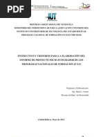 Instructivo y Criterios para La Elaboración Del Informe de Los Proyectos Socio-Integradores