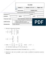 Taller Preparcial Uno Algebra Lineal