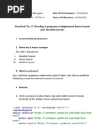 Practical No. 5: Develop A Program To Implement Linear Layout and Absolute Layout