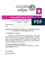 Mathematics: Learning Activity Sheet No. 9 Quarter 1 - Week 5