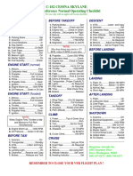 C-182 Cessna Skylane Quick Reference Normal Operating Checklist