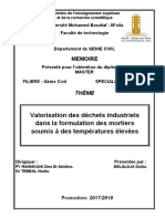 Valorisation Des Déchets Industriels Dans La Formulation Des Mortiers Soumis À Des Températures Élevées