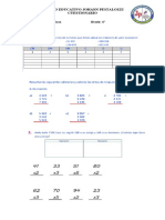 Cuestionario de 4 Matematica