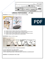 Língua Portuguesa - 1º Ano: QUESTÃO 01. Observe A Imagem A Seguir e Indique A Alternativa Correta