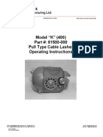 Model "K" (400) Part #: 61500-000 Pull Type Cable Lasher Operating Instructions