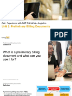 Unit 3: Preliminary Billing Documents: Gain Experience With SAP S/4HANA - Logistics